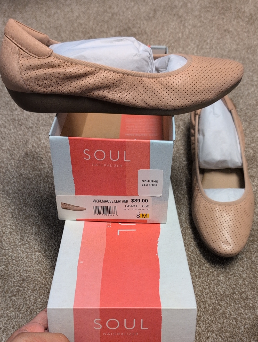 NWT Soul Naturalizer Vicki Mauve Leather Ballet Flats